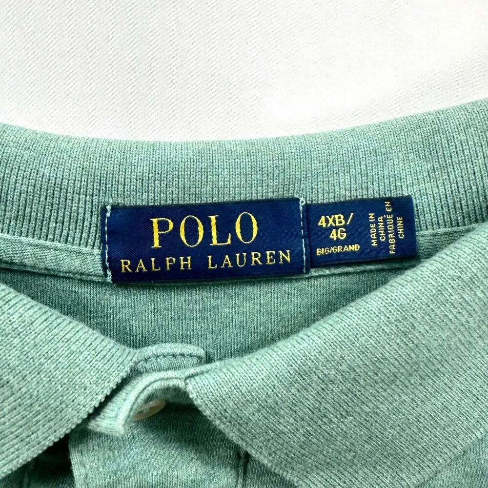 Polo Ralph Lauren Polo Shirt Short Sleeve Cotton Mens 4XB Green Pony Logo SEE